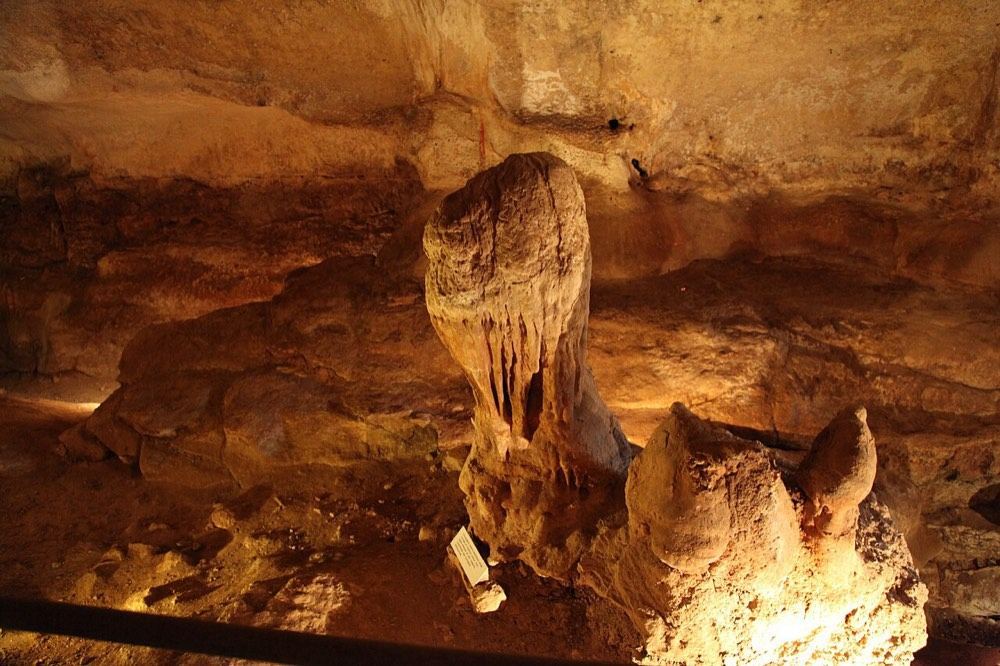 Stalagmites inside the Għar Dalam cave at Birżebbuġa