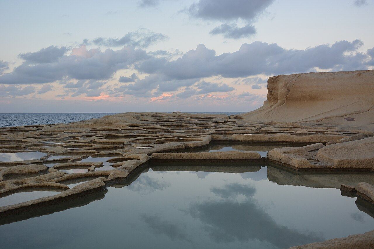 Rock-cut salt pans at Xwejni, Gozo